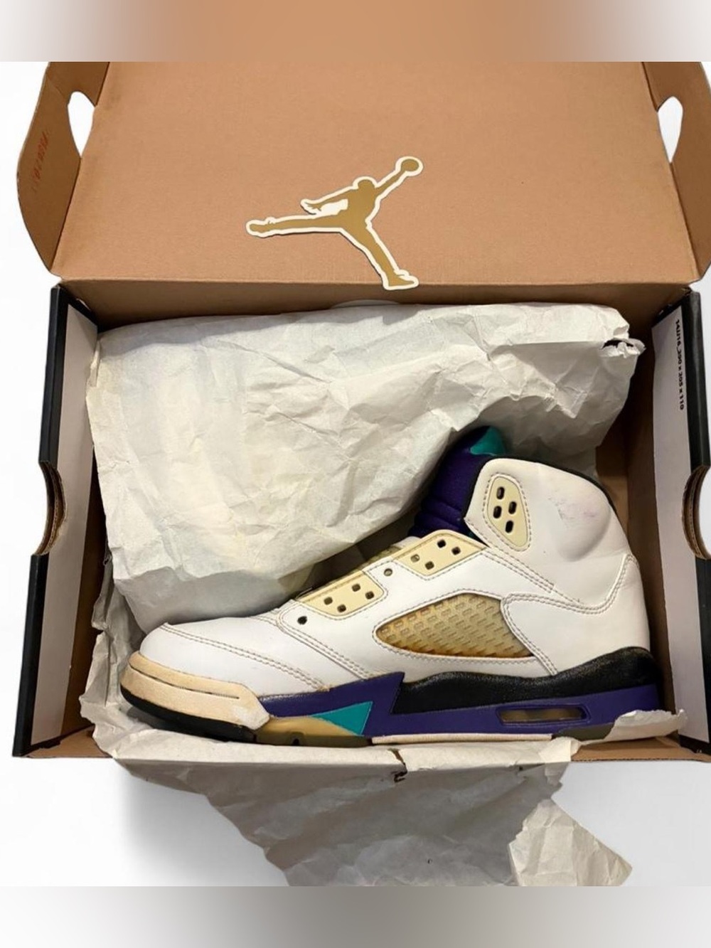 Nike Air Jordan 5 White Purple Teal Accents
